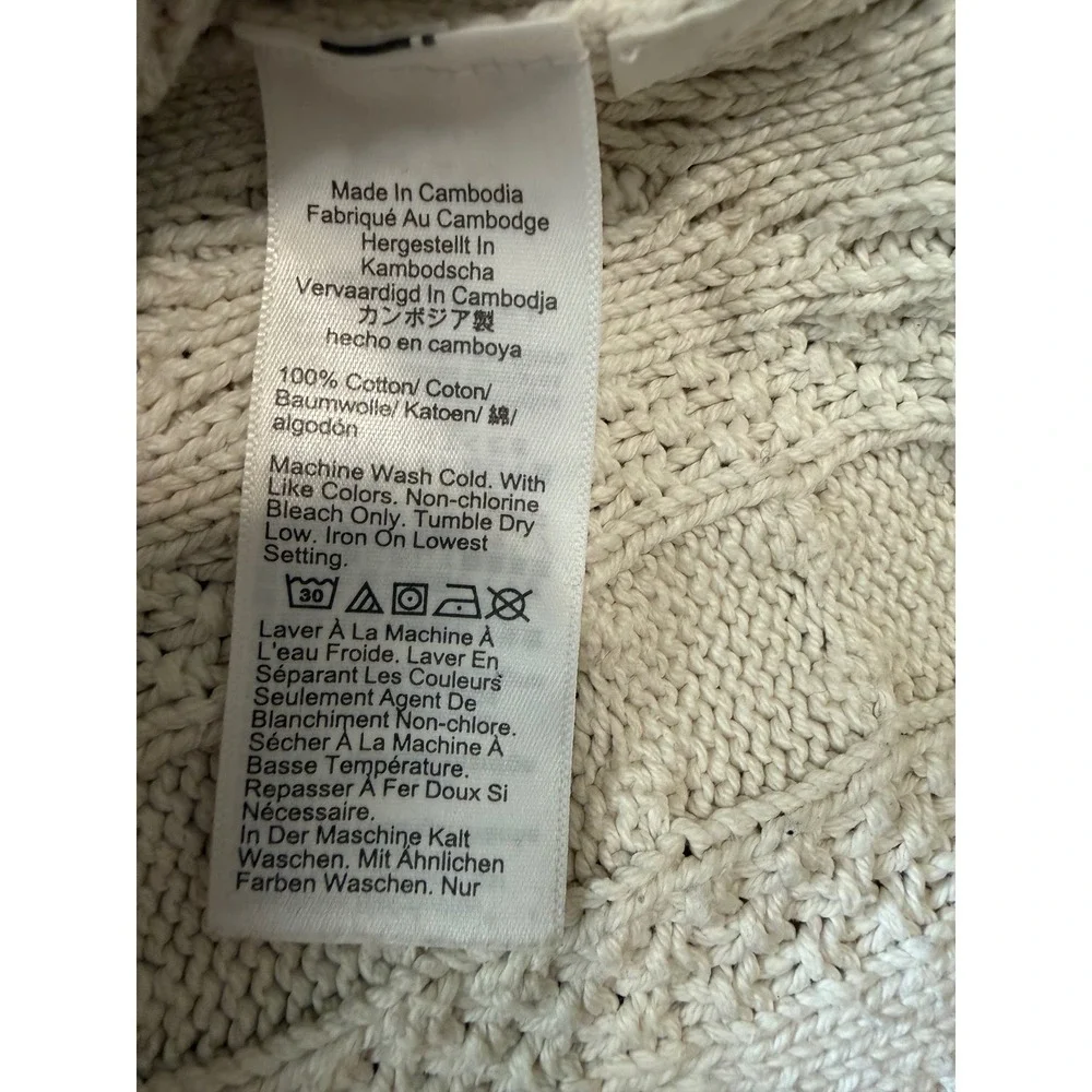 J Crew womens Small Cream Beige 100% Cotton Cable Knit Crewneck Sweater - Picture 3 of 7
